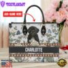 Portuguese Water Dog Bior Leather Handbag With Flowers And Butterfly