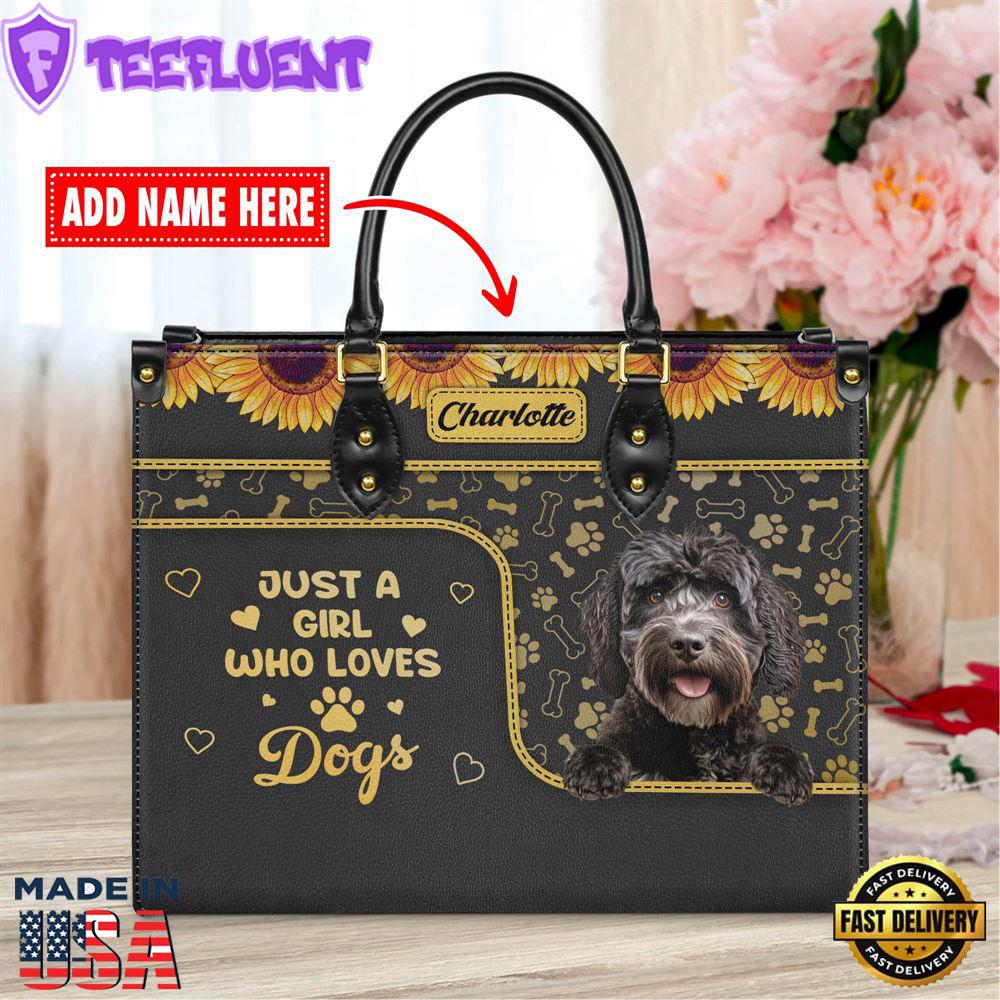 Portuguese Water Dog Just A Girl Who Loves Dogs Leather Handbag