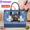 Portuguese Water Dog Lover Leather Bag With Daisy Flowers