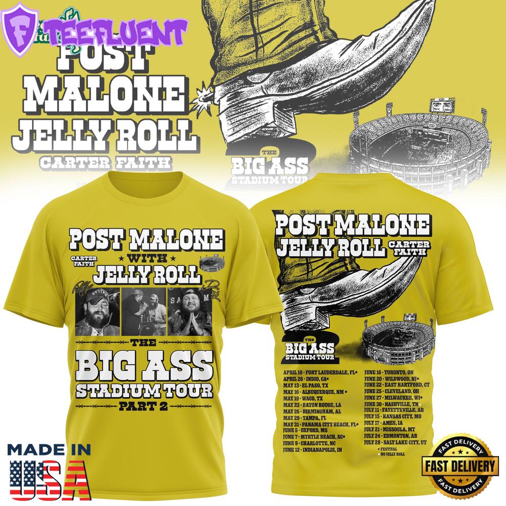 Post Malone & Jelly Roll The Big Ass Stadium Tour Part 2 2026 Concert T-Shirt