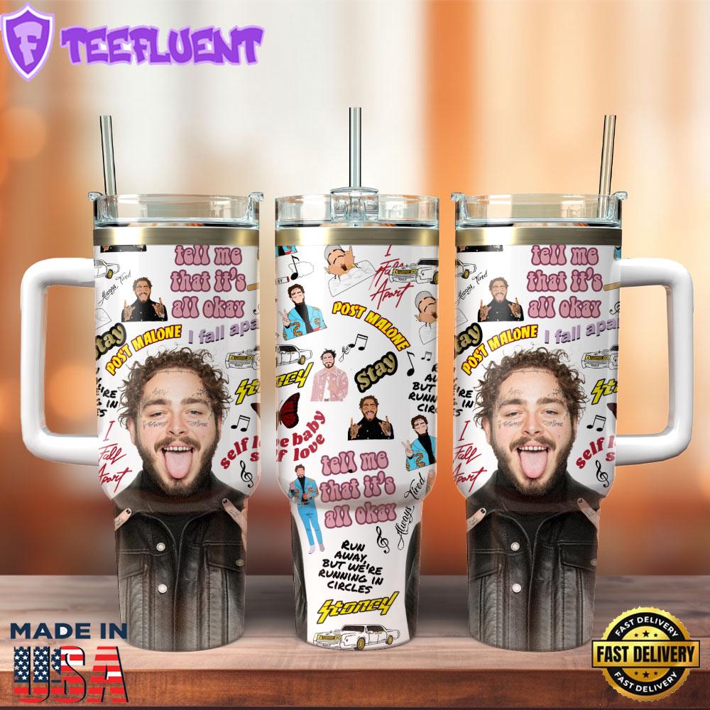 Post Malone Music Custom Stanley Quencher 40oz Stainless Steel Tumbler
