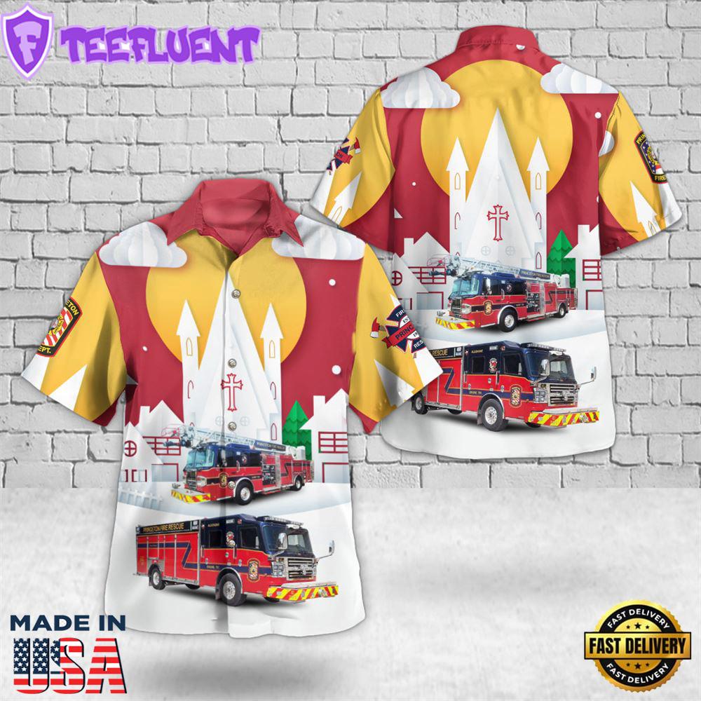 Princeton, Texas, Princeton Fire Department Christmas Hawaiian Shirt 2