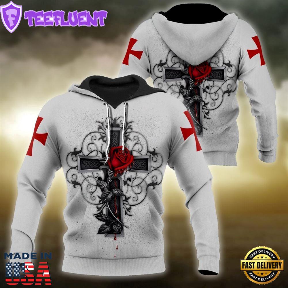 Printed With Crosses And Roses God 3D Hoodie