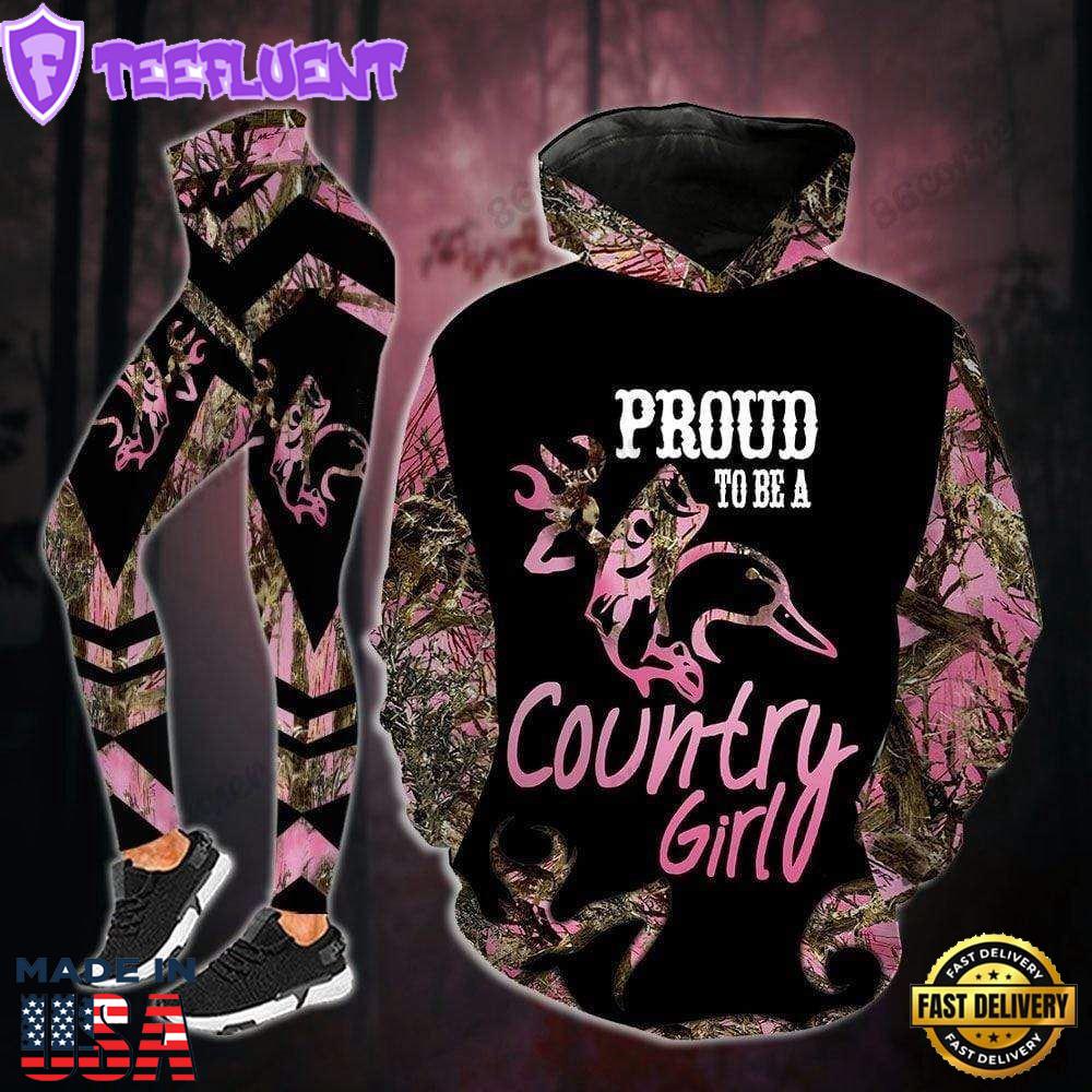 Proud To Be A Country Girl All Over Print Leggings Hoodie Set Outfit For Women Gift Xmas
