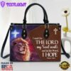 Psalm 1305 I Wait For The Lord Leather Handbag With Handle Christ Gifts Leather Bags