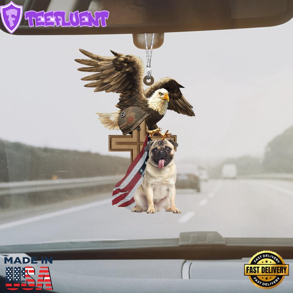 Pug And Eagle American Flag Ornament, Gift For Christmas