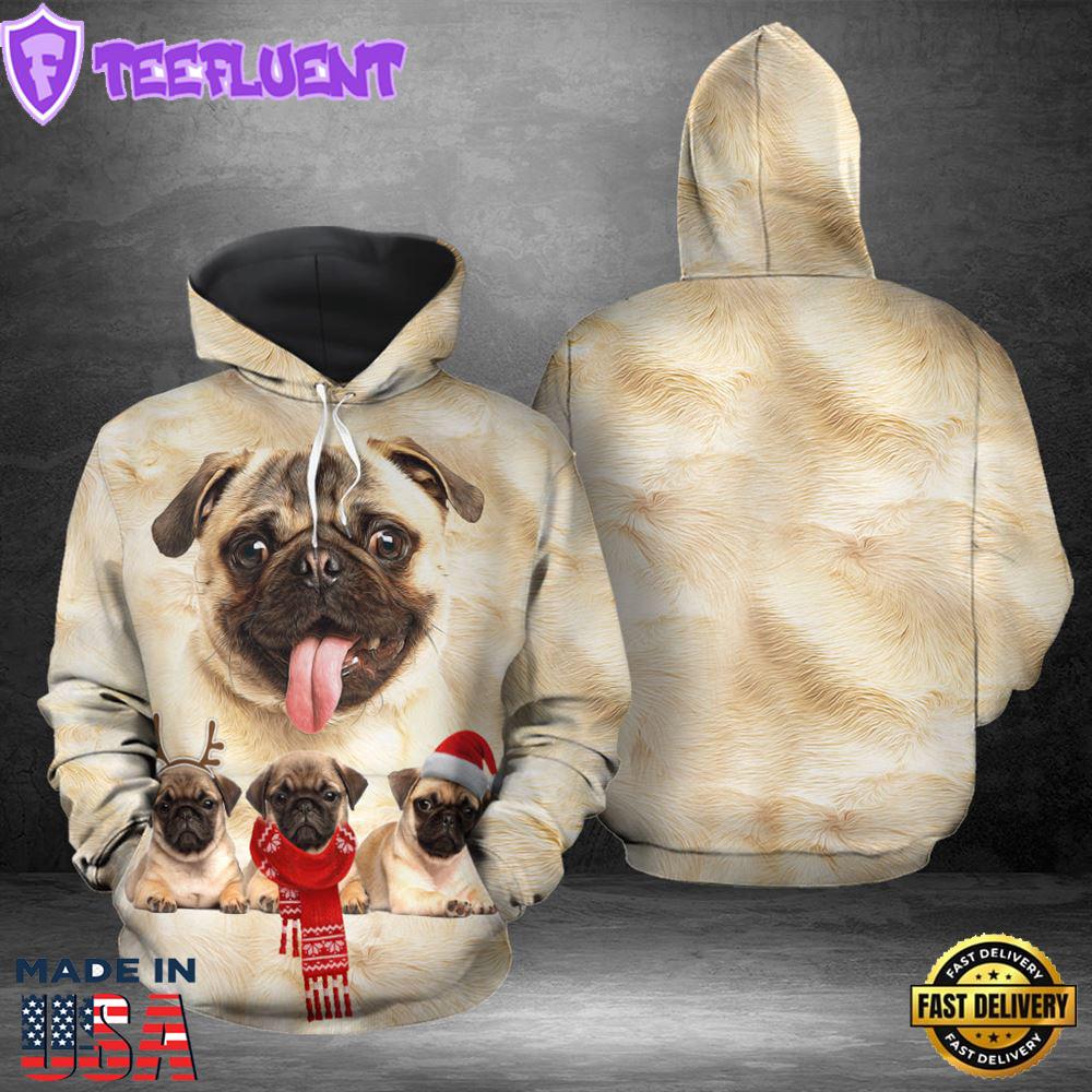 Pug Christmas Hoodie All Over Print