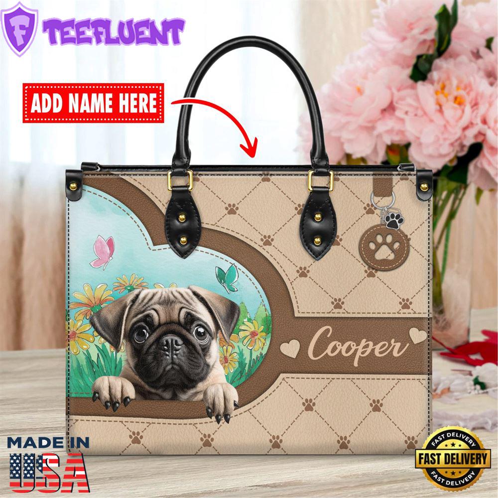 Pug Dog Duccy Dog Lover Leather Handbag