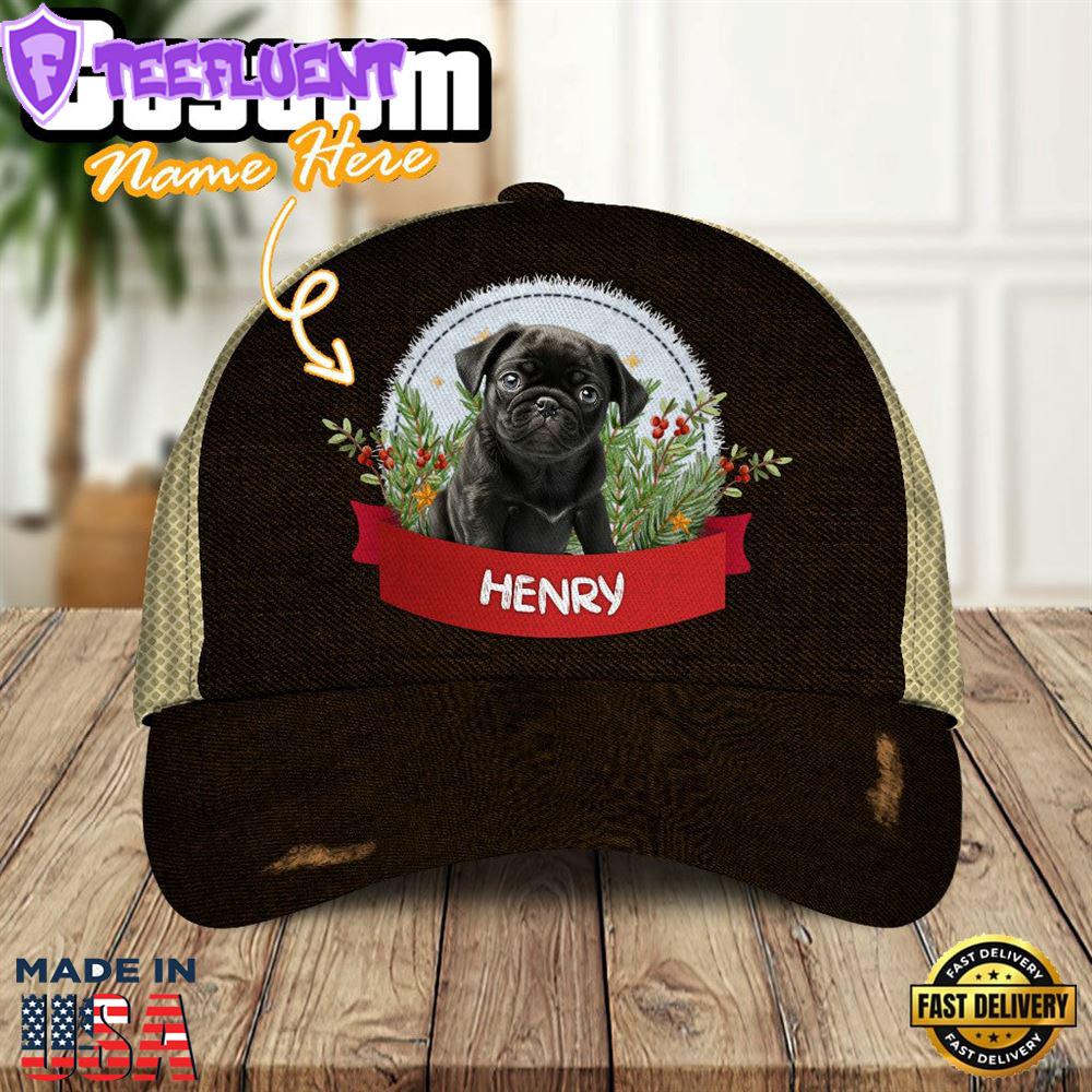 Pug Dog Playful In The Bushes 3D Cap