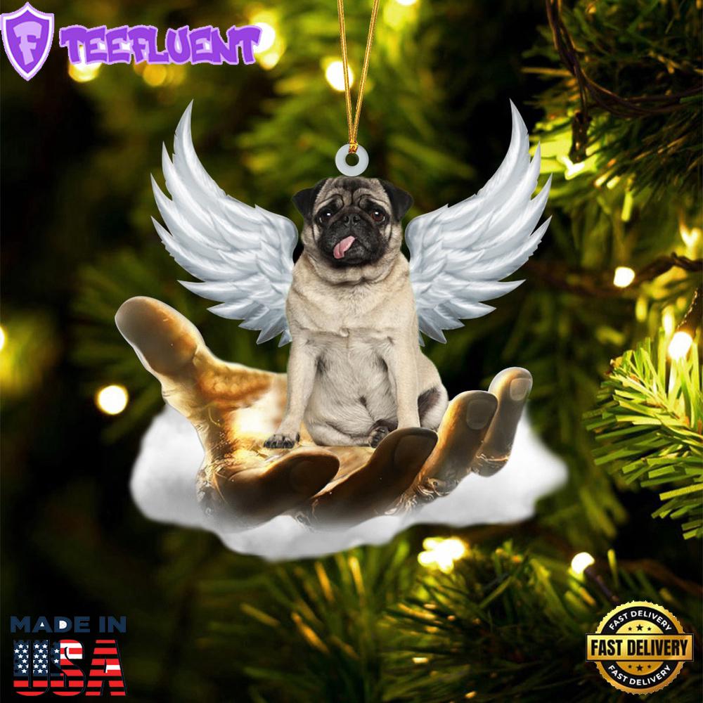 Pug On The Hands Of Jesus Ornament, Gift For Christmas