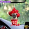 Pug Red Heart Balloon Ornament, Gift For Christmas