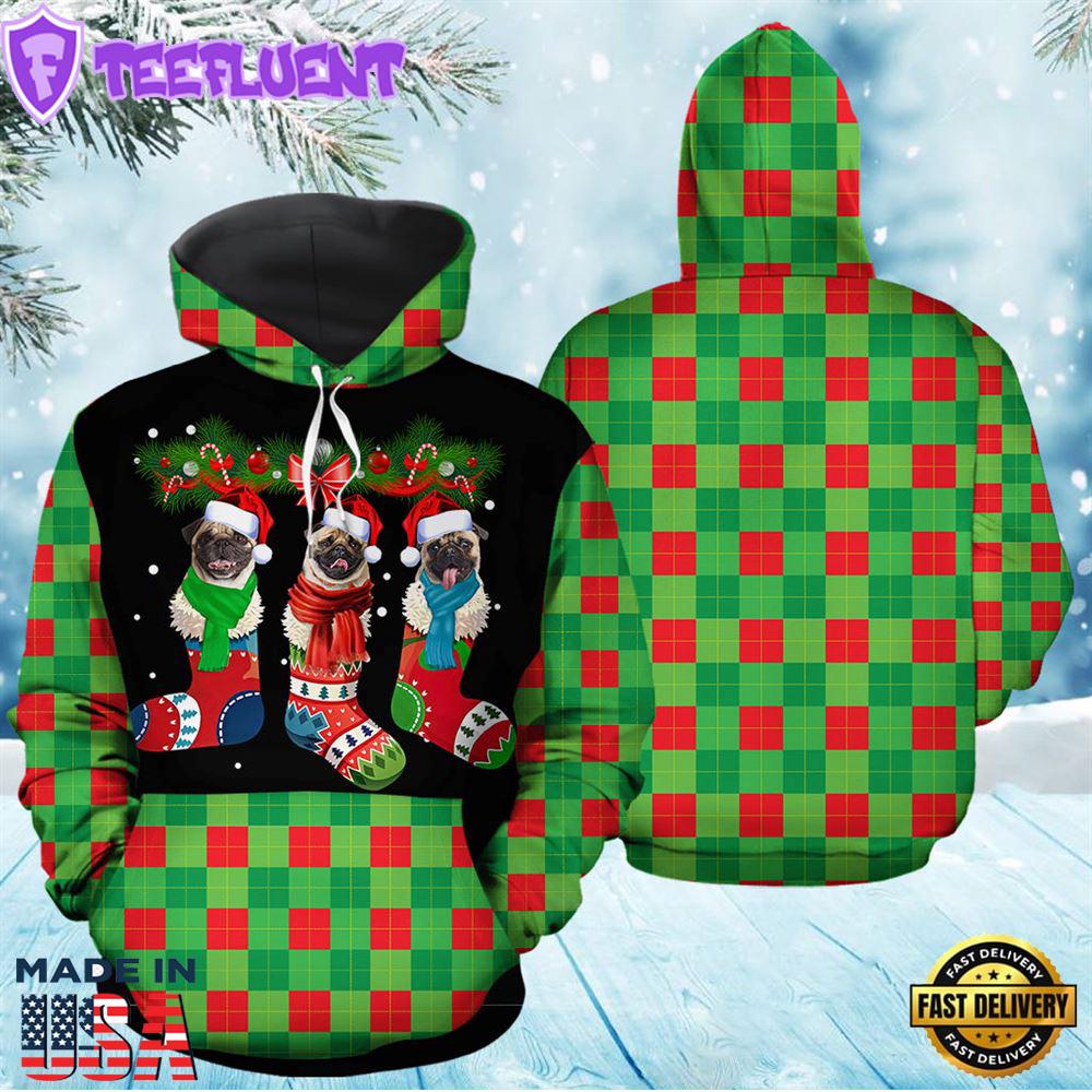 Pug Socks Christmas Hoodie All Over Print