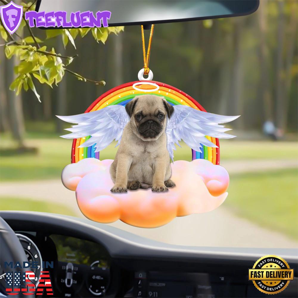 Pug With Angel Wings Memorial Ornament, Gift For Christmas