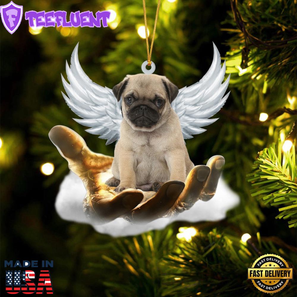 Pug(2) On The Hands Of Jesus Ornament, Gift For Christmas