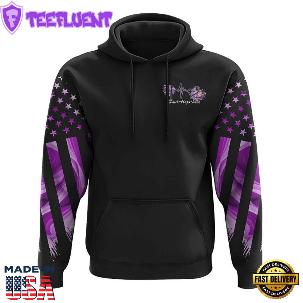 Purple Butterfly Rose Cross Faith Flag 3D Hoodie