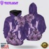 Purple Hibiscus Cat All Over Print 3D Hoodie For Men And Women