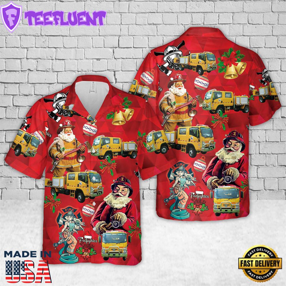 Queensland Rural Fire Service Barrine Rural Fire Brigade Christmas Hawaiian Shirt