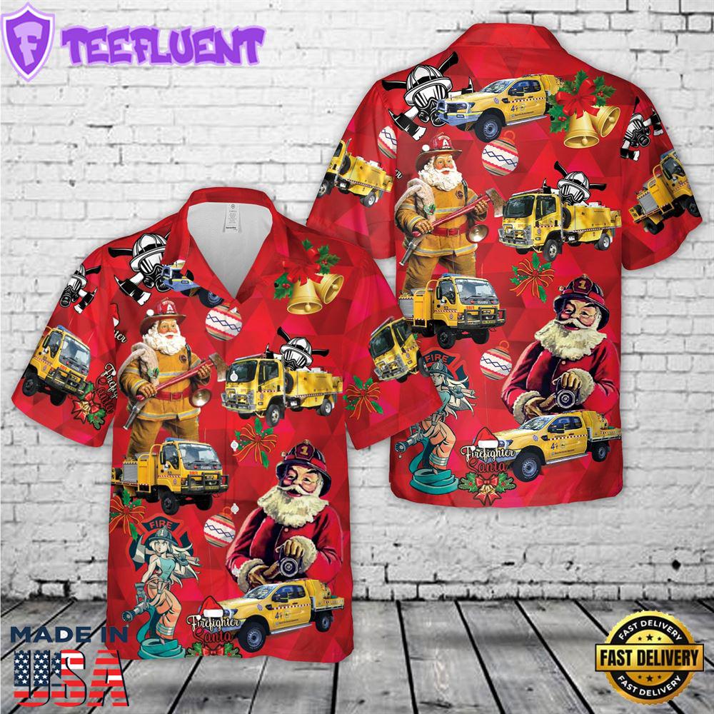 Queensland Rural Fire Service Mudgeeraba Rural Fire Brigade Christmas Hawaiian Shirt