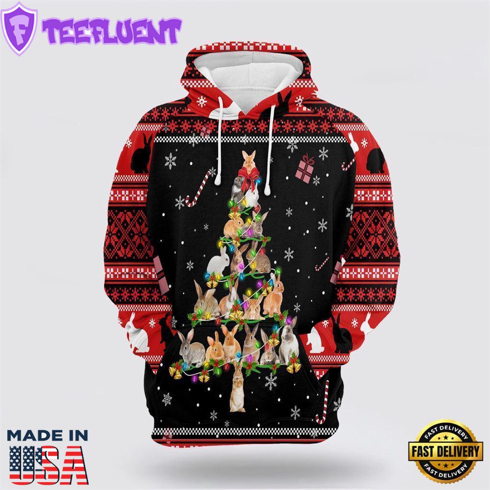 Rabbit Pine Christmas All Over Print 3D Hoodie