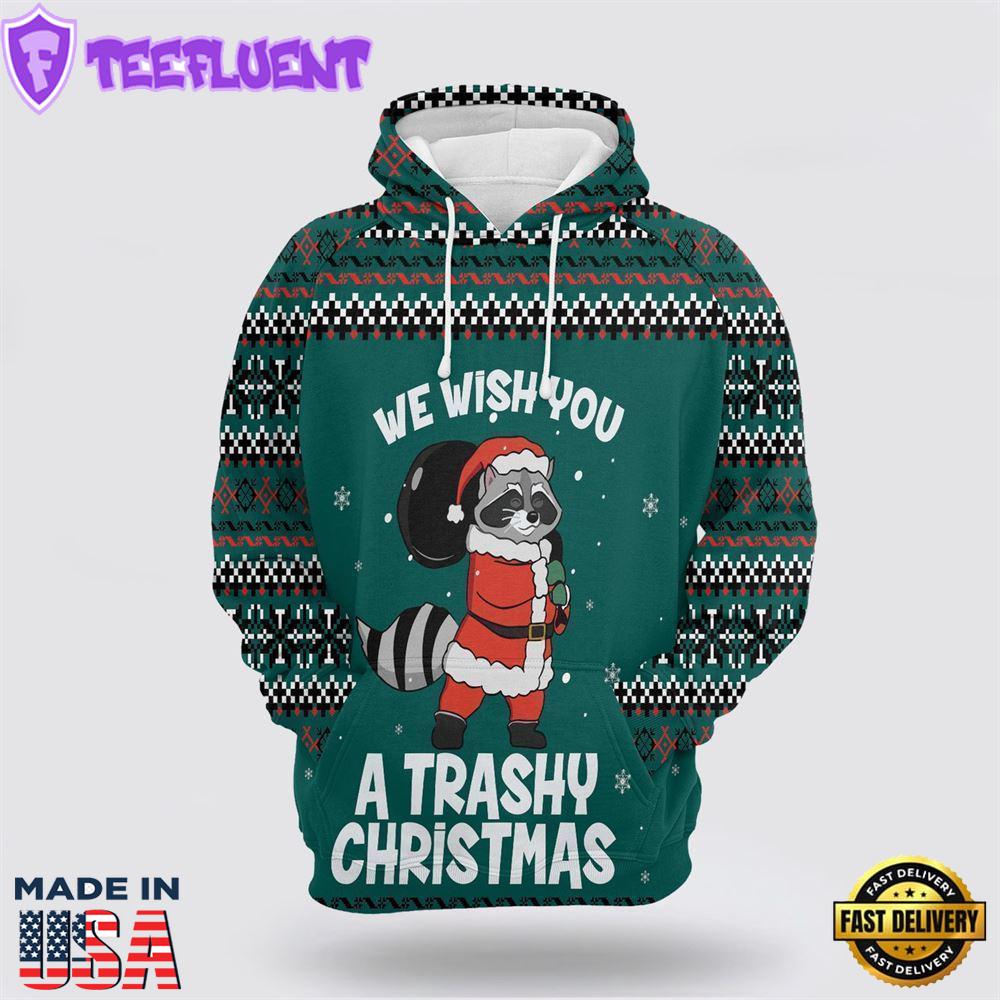 Raccoon Trashy Christmas All Over Print 3D Hoodie