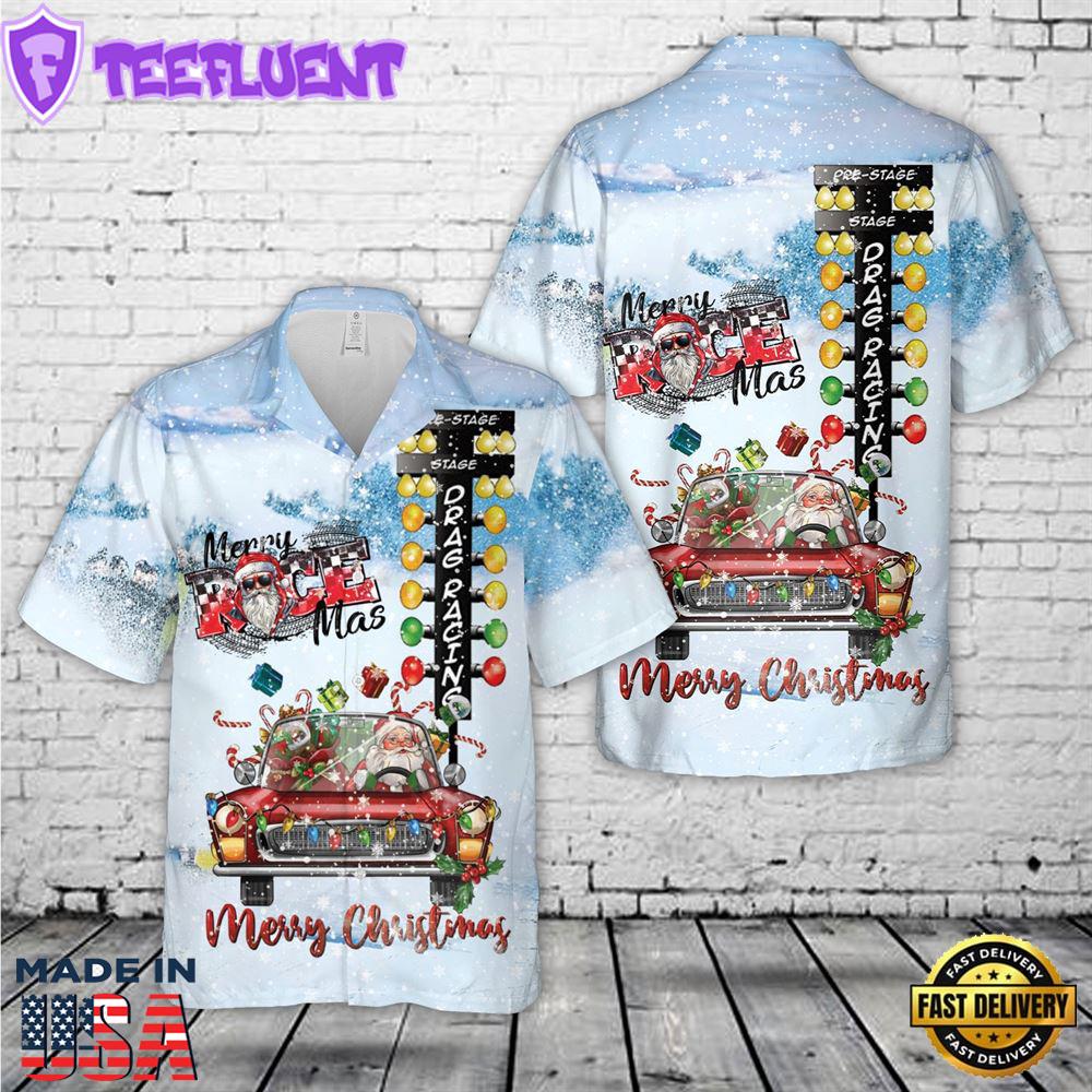 Racing Car Santa Claus Christmas Hawaiian Shirt