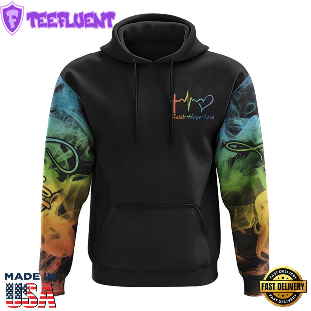 Rainbow Colorful Sunflower Faith Smoke 3D Hoodie