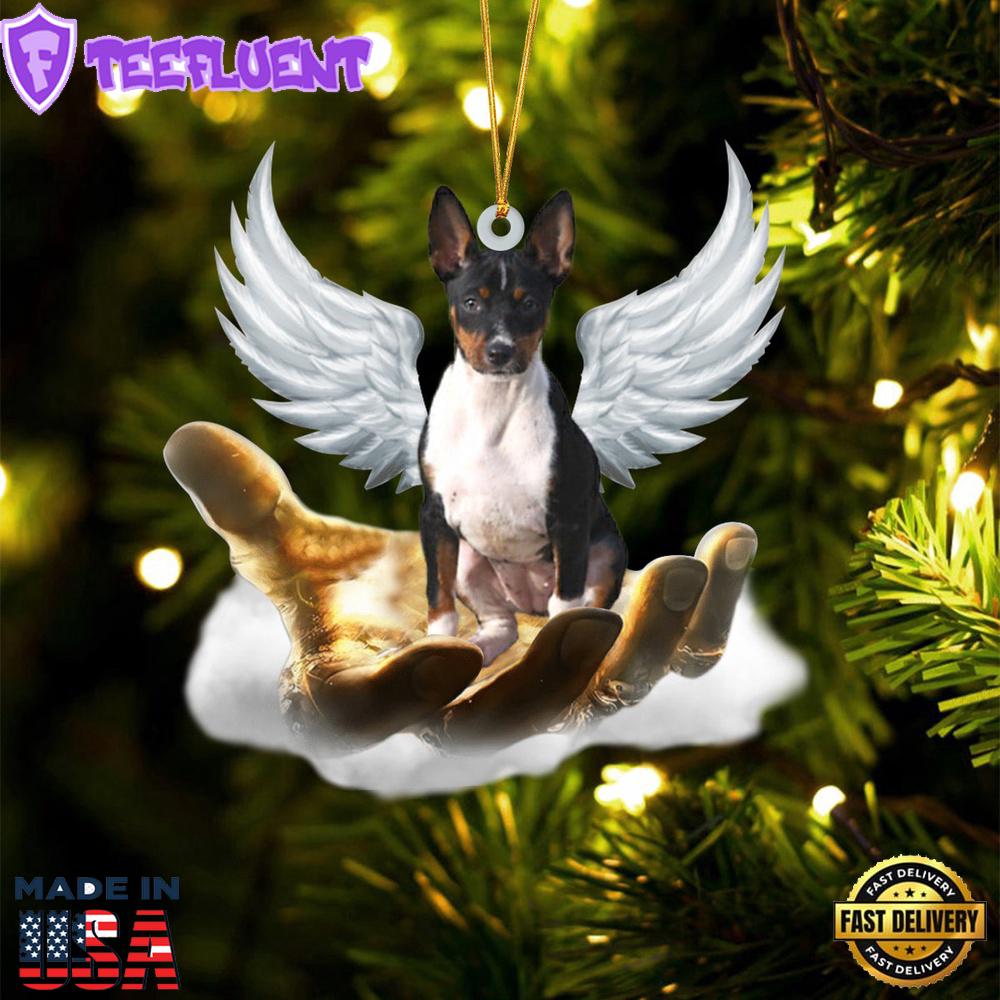 Rat Terrier On The Hands Of Jesus Ornament, Gift For Christmas
