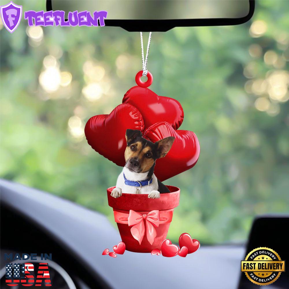Rat Terrier Red Heart Balloon Ornament, Gift For Christmas
