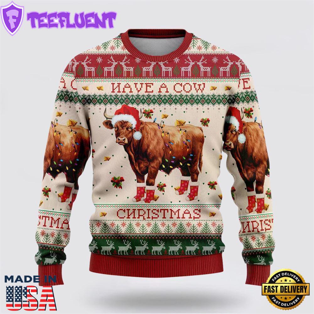 Red Angus Cows Funny Ugly Christmas Sweater