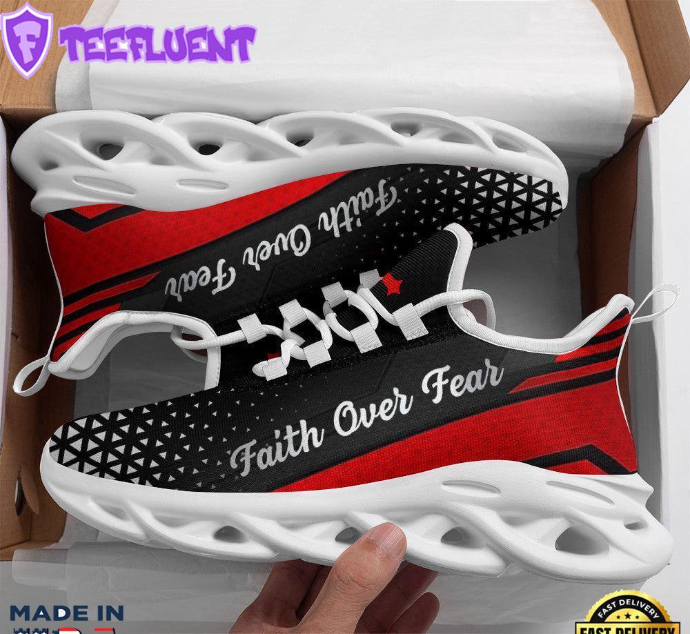 Red Jesus Faith Over Fear Running Sneakers Max Soul Shoes For Men And Women