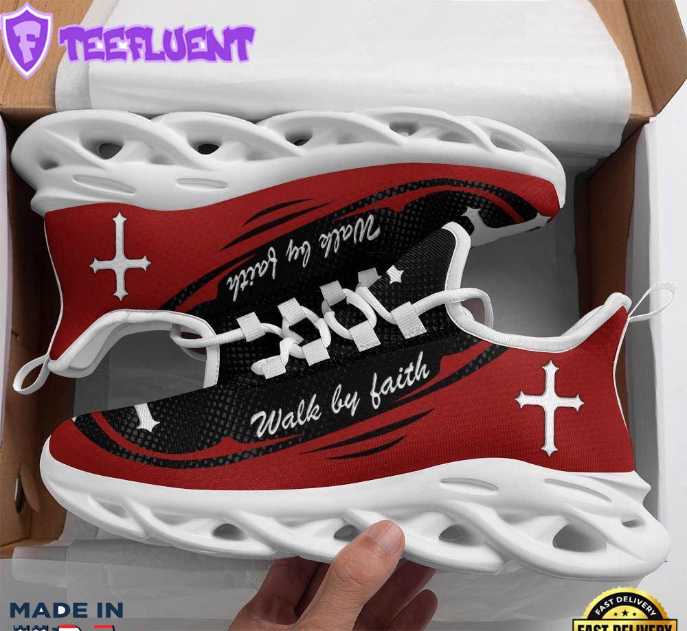 Red Jesus Walk By Faith Christ Sneakers Max Soul Shoes For Men And Women