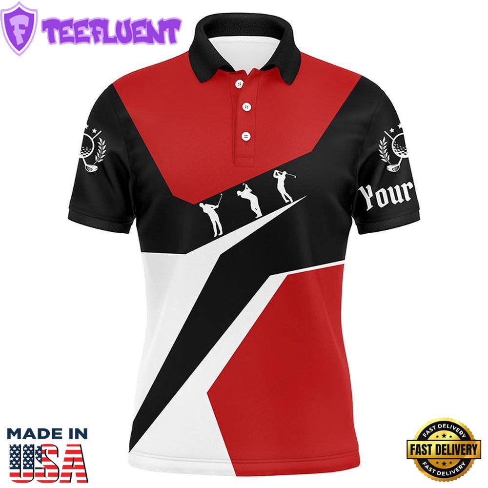 Red, White And Black Mens Golf Polo Shirts Custom Golf Sport Team Polo Shirts, Best Mens Golf Wear