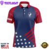Red, White And Blue American Flag Mens Golf Polo Shirts Custom Patriotic Team Golf Tops