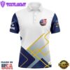 Red, White And Blue Mens Golf Polo Shirts Custom American Flag Mens Golf Tops