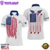 Red, White And Blue Mens Golf Polo Shirts Custom Golf Clubs American Flag Patriotic Mens Golf Tops