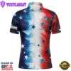 Red, White And Blue Stars Pattern Mens Golf Polo Shirts Custom Mens Golf Attire, Best Golf Gifts