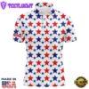 Red, White And Blue Stars Pattern Mens Golf Polo Shirts Custom Patriotic Golf Top