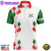 Red, White And Green Christmas Argyle Pattern Mens Golf Polo Shirts Custom Xmas Golf Tops