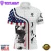 Red White Blue American Flag Patriotic Th Of July Upf Polo Custom Name Golf Gifts
