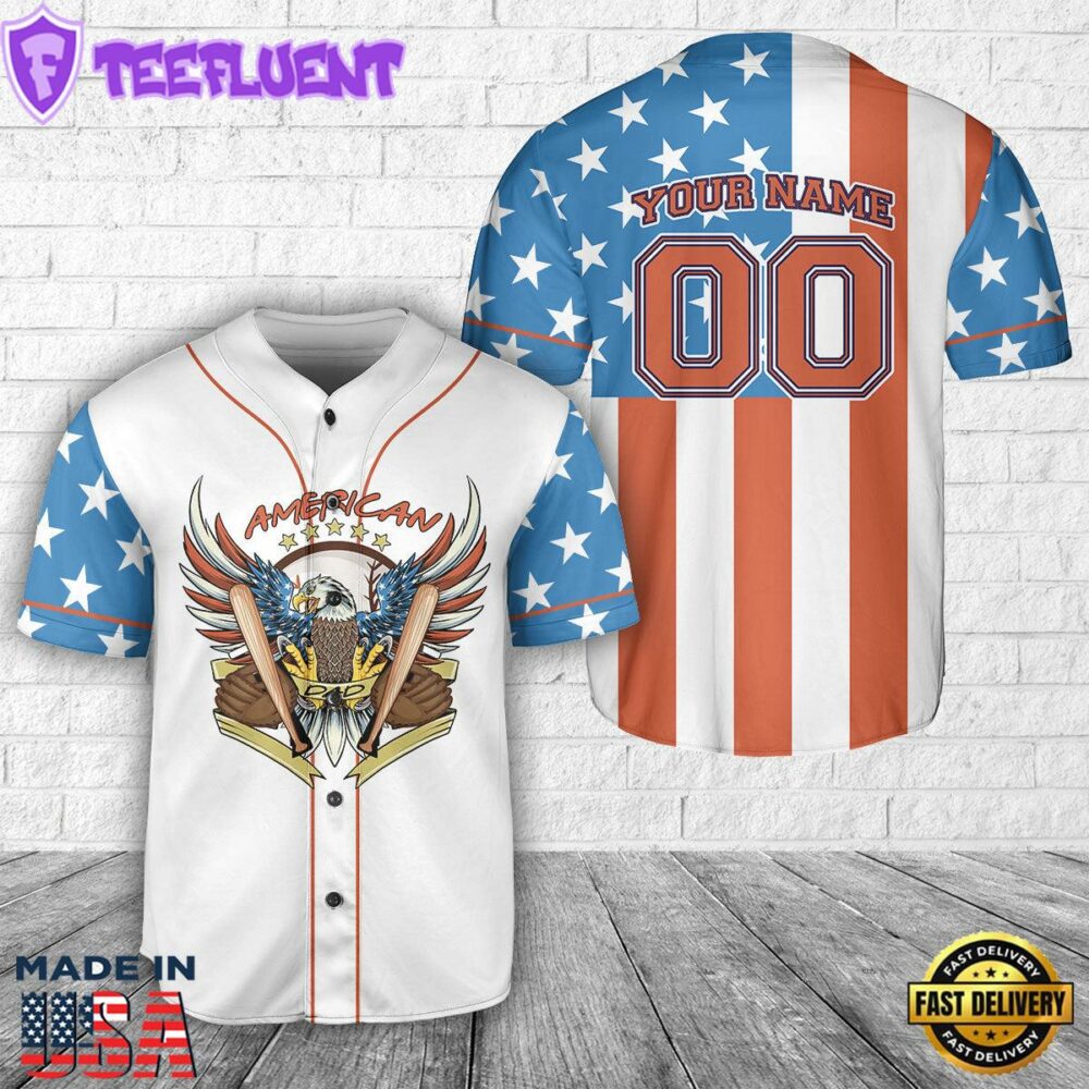 Red White & Blue Flag Baseball Dad Baseball Jersey