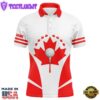 Red White Mens Golf Polo Shirts Canadian Flag Patriotic Golf Balls Shirts