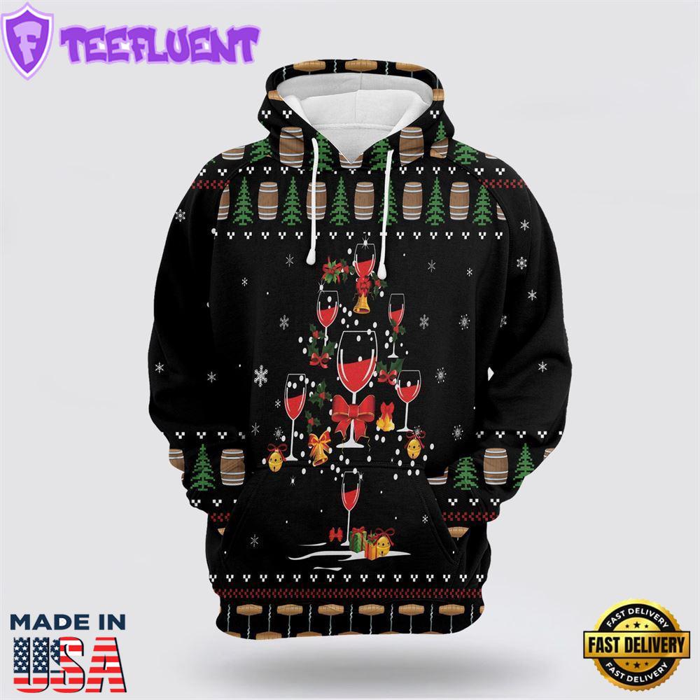 Red Wine Christmas All Over Print 3D Hoodie