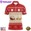 Reindeer Christmas Golf Mens Polo Shirt Customized Red Winter