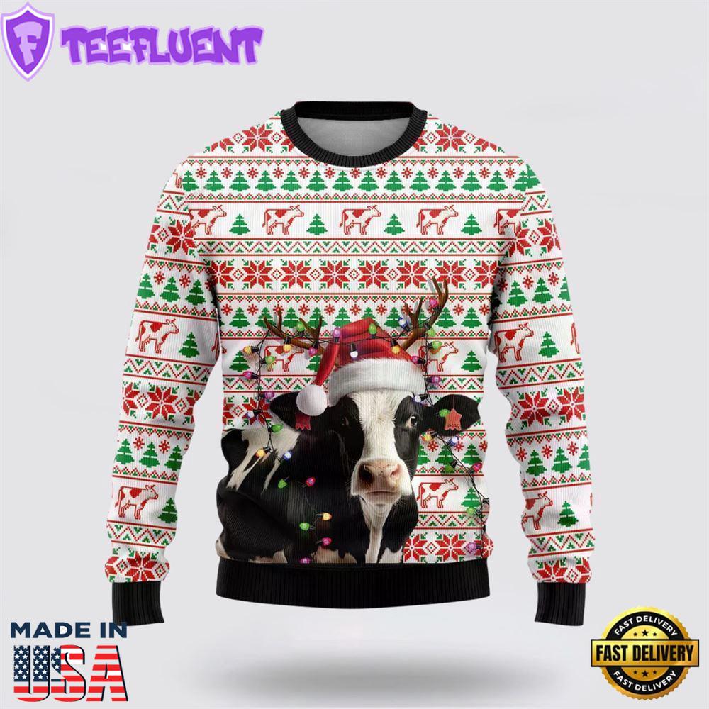 Reindeer Dairy Cow Ugly Christmas Sweater