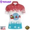 Reindeers Christmas Red Blue Mens Golf Polo Shirt Christmas