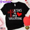Religious Plaid Love Heart Jesus Is My Valentine Unisex T-Shirt