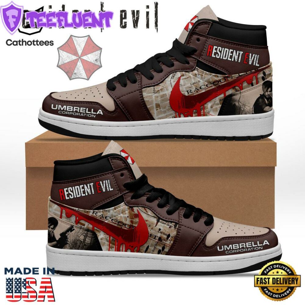 Resident Evil Umbrealla Corporation Nike Logo Design Air Jordan 1 High Top