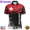 Retro Canadian Golf Mens Polo Shirt Custom Canada Flag Patriotic Golf Tops