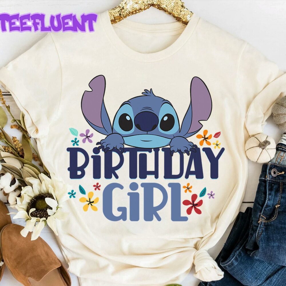 Retro Disney Lilo And Stitch Birthday Girl T-Shirt Lovely Unique Gift