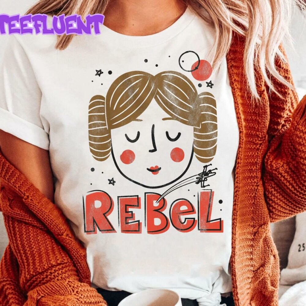 Retro Disney Star Wars T-Shirt Princess Leia Rebel Doodle Pro Choice Graphic Tee